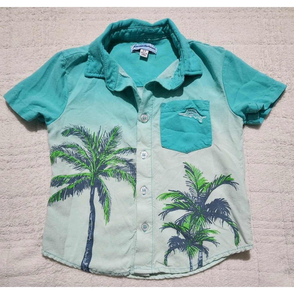 Tommy Bahama‎ Boys 2T Short Sleeve Hawaiian Shirt Tropical Print